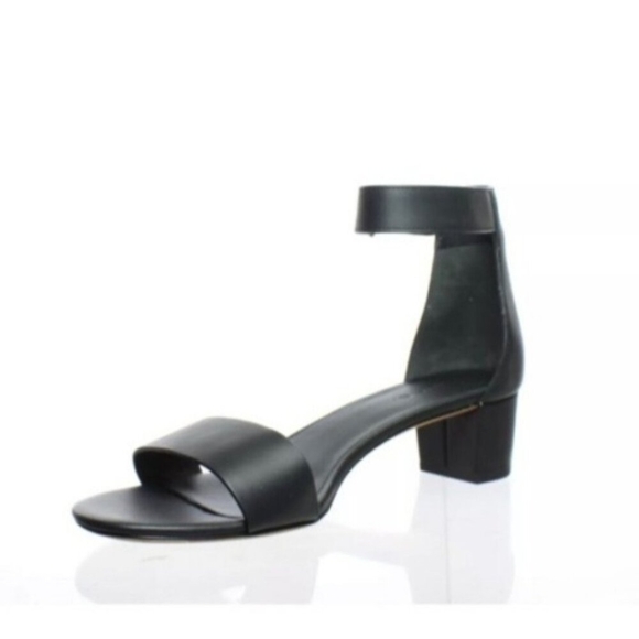 VINCE Raine Black Leather Ankle Strap City Sandals Open Toe Heels Lizard… - Picture 13 of 14